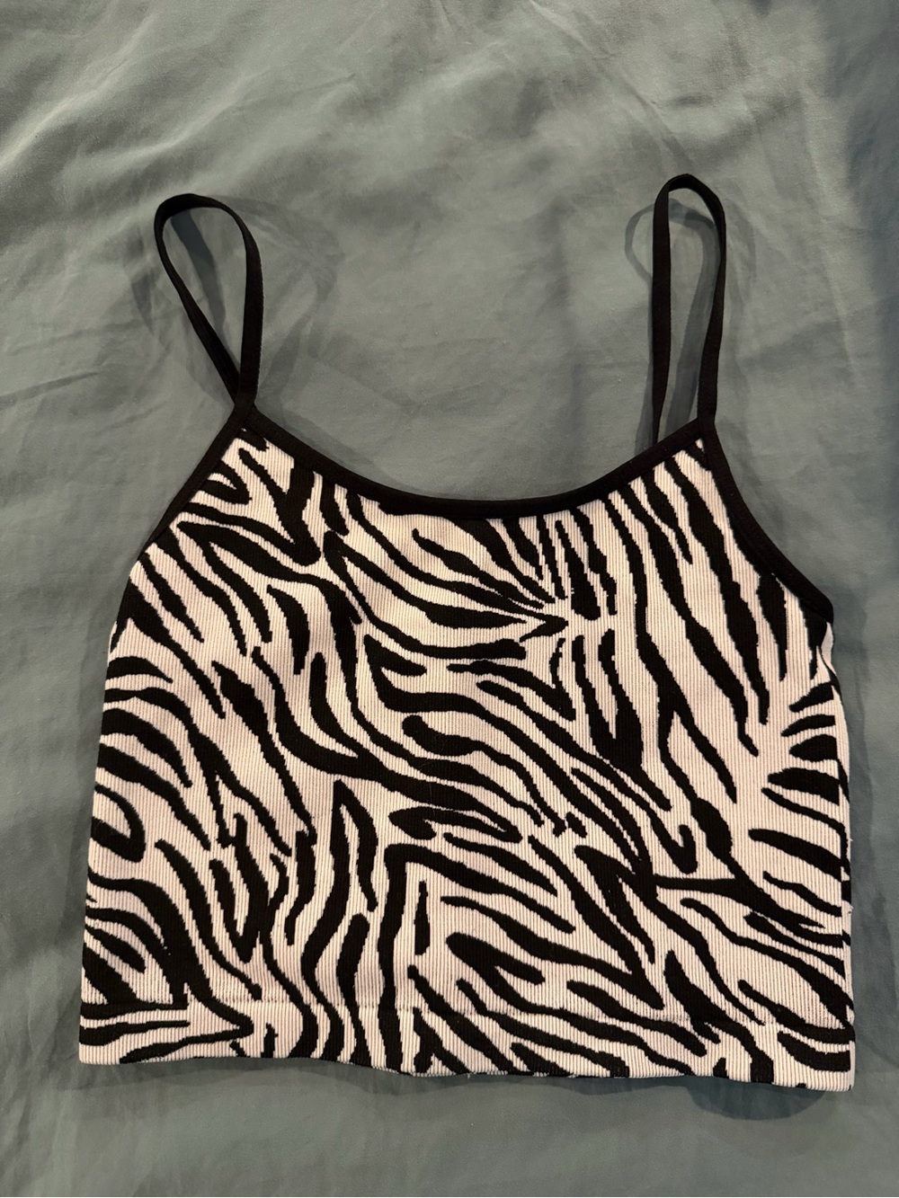 Women’s Zebra Print Cropped Tank Top - Black & White
